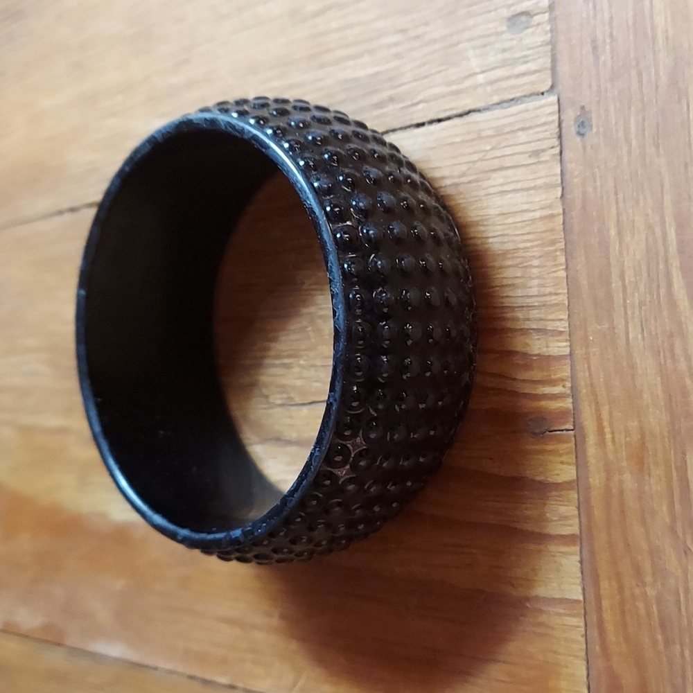 🤍 Wide Bold Lucite Acrylic Black Sparkle Bangle Bracelet